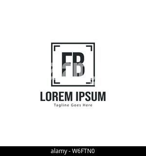 Erste FB logo Vorlage mit modernen Rahmen. Minimalistische FB schreiben logo Vector Illustration Design Stock Vektor