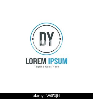 Erste DY logo Vorlage mit modernen Rahmen. Minimalistische DY schreiben logo Vector Illustration Design Stock Vektor