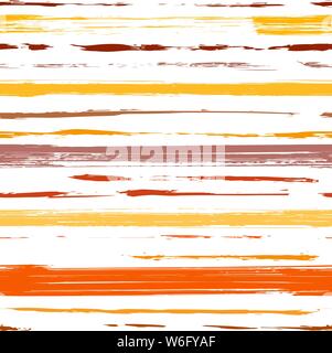 Nahtlose Muster mit Hand gezeichnet Grunge Streifen. Farbstreifen Grunge Background Vektor. Monochromen Hintergrund in herbstlichen Farben. Horizontal angeordnet Stock Vektor