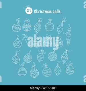 Der dünne Linie vektor Weihnachten Symbole. Sammlung von Weihnachten Kugeln für modernen Designs. Stock Vektor