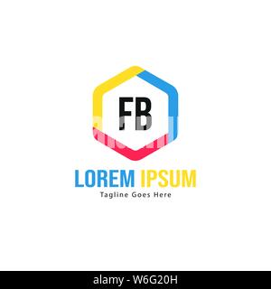 Erste FB logo Vorlage mit modernen Rahmen. Minimalistische FB schreiben logo Vector Illustration Design Stock Vektor