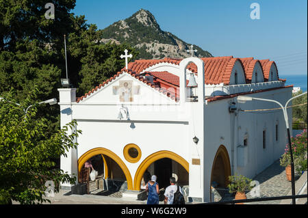 Das Kloster Panagia Tsambika, Rhodes, Griechenland, Europa Stockfoto