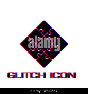 Jigsaw Symbol flach. Einfache Piktogramm-Glitch Wirkung. Vector illustration symbol Stock Vektor