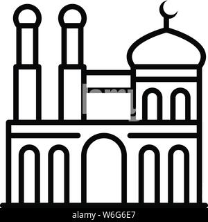 Moschee mit zwei Minaretten Symbol, outline Style Stock Vektor