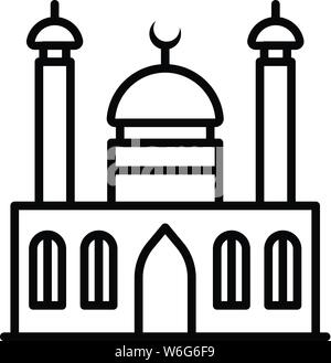 Moschee mit zwei Minaretten Symbol, outline Style Stock Vektor