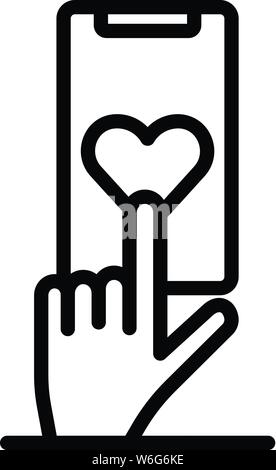 Liebe via Smartphone Symbol, outline Style Stock Vektor