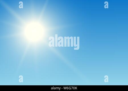 Realistische Abbildung: blauer Himmel mit Sonne und Sonnenschein - Vektor Stock Vektor
