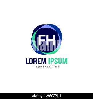 Erste FH logo Vorlage mit modernen Rahmen. Minimalistische FH schreiben logo Vector Illustration Design Stock Vektor