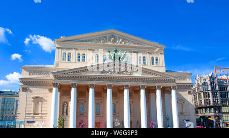 Russland, Moskau - Jul 27 2019 - Bolschoi Theater im Zentrum Stockfoto