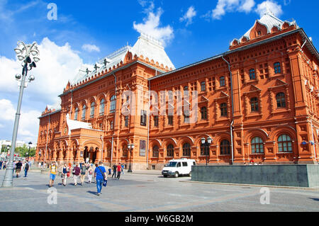 Russland, Moskau - 27. Juli 2019: Historisches Museum am Roten Platz im Zentrum der Hauptstadt Stockfoto