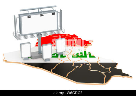 Werbung im Irak Konzept, 3D-Rendering auf weißem Hintergrund Stockfoto