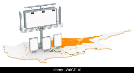 Werbung in Zypern Konzept, 3D-Rendering auf weißem Hintergrund Stockfoto