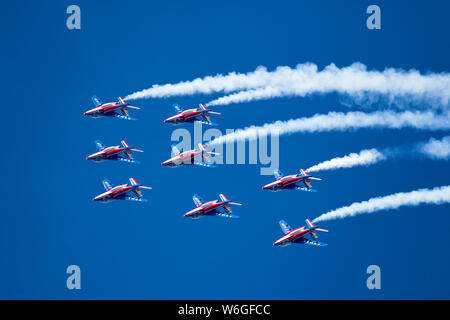 LE BOURGET PARIS - 21.Juni 2019: Patrouille de France Flying demonstration Team durchführen auf der Paris Air Show. Stockfoto