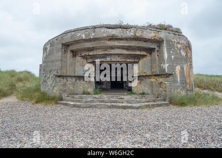 Berühmte deutsche Bunker bleibt entlang der dänischen Küste in Richtung Skagen Grenen Punkt Stockfoto