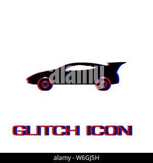 Sport auto Symbol flach. Einfache Piktogramm-Glitch Wirkung. Vector illustration symbol Stock Vektor