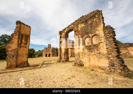 Ruinen von Fasilides's Auditorium, Fasil Ghebbi (Royal Enclosure); Gonder, Amhara Region, Äthiopien Stockfoto