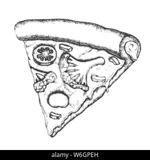 Vegetarische italienische Slice Pizza monochromen Vector Stock Vektor