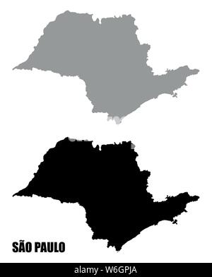 Sao Paulo State silhouette Karten auf weißem Hintergrund Stock Vektor