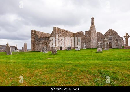 Ruinen von Clonmacnoise, County Offaly, Irland Stockfoto