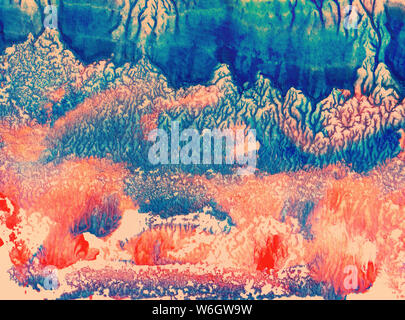 Handgefertigte mehrfarbige abstraktes Muster, Hintergrund, Aquarell Textur Stockfoto