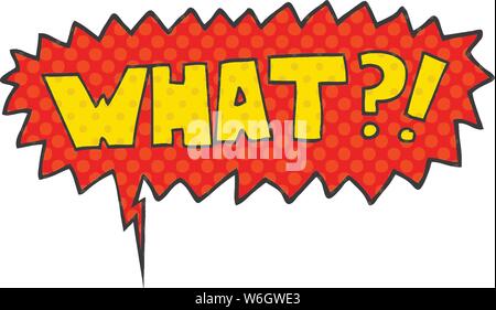 Cartoon Wort Was?! Mit Sprechblasen im Comic Stil Stock Vektor