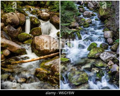 Bild von 2 Streams besteht in einem Bild kombiniert werden. Dies ist auf Rila Gebirge in Bulgarien gedreht, während auf Wanderung zu Mussala Gipfel.. Stockfoto