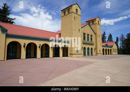 Der Denver City Park Pavillion wurde 1929 erbaut. Im spanischen Stil Wahrzeichen ist auf der US National Register der Historischen Stätten. Stockfoto