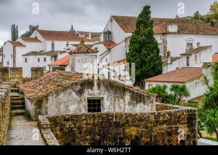 Häuser in der historischen Stadt Obidos, Obidos, Leiria District, Portugal Stockfoto