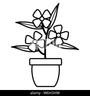 Blumen Garten und Blätter in Keramik Topf Dekoration Vector Illustration Design Stock Vektor