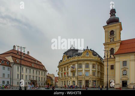 Marktplatz, Altstadt Sibiu, Rumänien Stockfoto