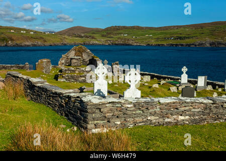 Friedhof auf dursey Island, West Cork, wilden Atlantik, County Cork, Irland Stockfoto