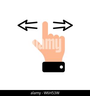 Vektor Touchscreen drag und drop Geste nach links und rechts finger Piktogramm icon. Flache Abbildung auf weißem Hintergrund Stock Vektor