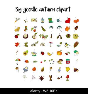 Große handdrawn einzigartige Herbst Symbole. Vektor doodle Illustrationen. Perfekt für Logos, Herbst Karten, Bekleidung Design. . Stock Vektor