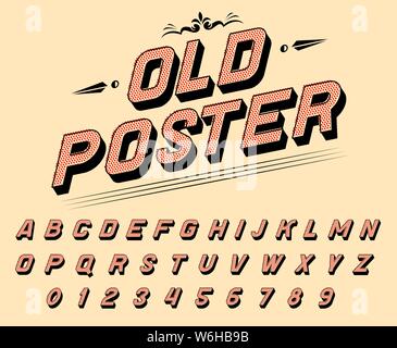 Pop Art font für Plakate. Comic Retro Game Alphabets. Jahrgang alte futuristische 80er Schrift, bearbeitbar und geschichtet. Vektor moderne Chrom Buchstaben in der Disco Stock Vektor