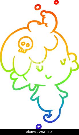 Rainbow abstufungslinie Zeichnung eines cute Cartoon ghost Girl Stock Vektor