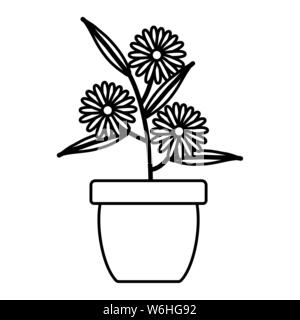 Sonnenblumen im Garten Keramik Topf Dekoration Vector Illustration Design Stock Vektor