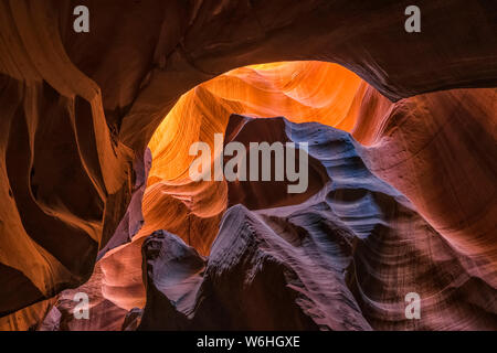 Upper Antelope Canyon; Seite, Arizona, Vereinigte Staaten von Amerika Stockfoto