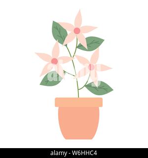 Blumen Garten und Blätter in Keramik Topf Dekoration Vector Illustration Design Stock Vektor