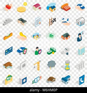 Haus Icons Set, isometrische Stil Stock Vektor
