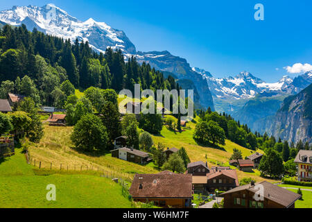 Bergdorf Wengen, Schweiz Stockfoto