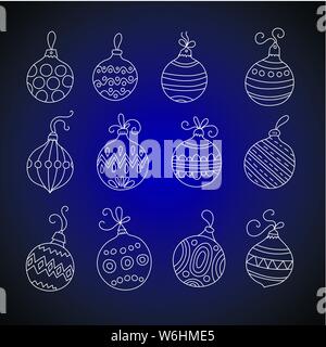 Der dünne Linie vektor Weihnachten Symbole. Sammlung von Weihnachten Kugeln für modernen Designs. Stock Vektor