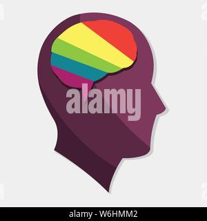 Menschlichen Kopf mit Gehirn Vector Illustration Stock Vektor