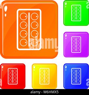 Aquarell Icons Set Vector Farbe Stock Vektor