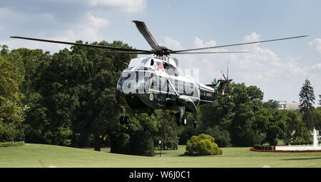 Washington, DC, USA. 1 Aug, 2019. Marine eine Landung auf dem Südrasen im Weißen Haus in Washington, DC am 1. August 2019. Quelle: Michael Brochstein/ZUMA Draht/Alamy leben Nachrichten Stockfoto