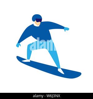 Snowboarder jumping Mann. Stilisierte Darstellung des Wintersports. Stock Vektor