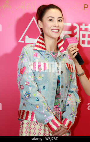 Hong Kong Schauspielerin Cecilia Cheung besucht eine Werbeveranstaltung in Shanghai, China, 31. März 2018.