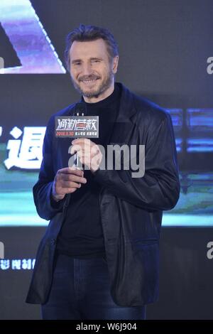 Hollywood Schauspieler Liam Neeson nimmt an einer Pressekonferenz zu seinem neuen Film "Der Grenzgänger" in Peking, China, 20. März 2018. Stockfoto