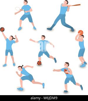 Der player Symbol. Sport Label auf weißem Hintergrund. Charakter Cartoon Stil. Vector Illustration. Stock Vektor