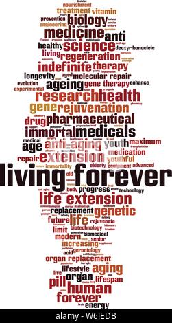 Forever Living word cloud Konzept. Collage aus Worte über Forever Living. Vector Illustration Stock Vektor