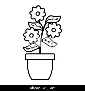 Blumen Garten und Blätter in Keramik Topf Dekoration Vector Illustration Design Stock Vektor